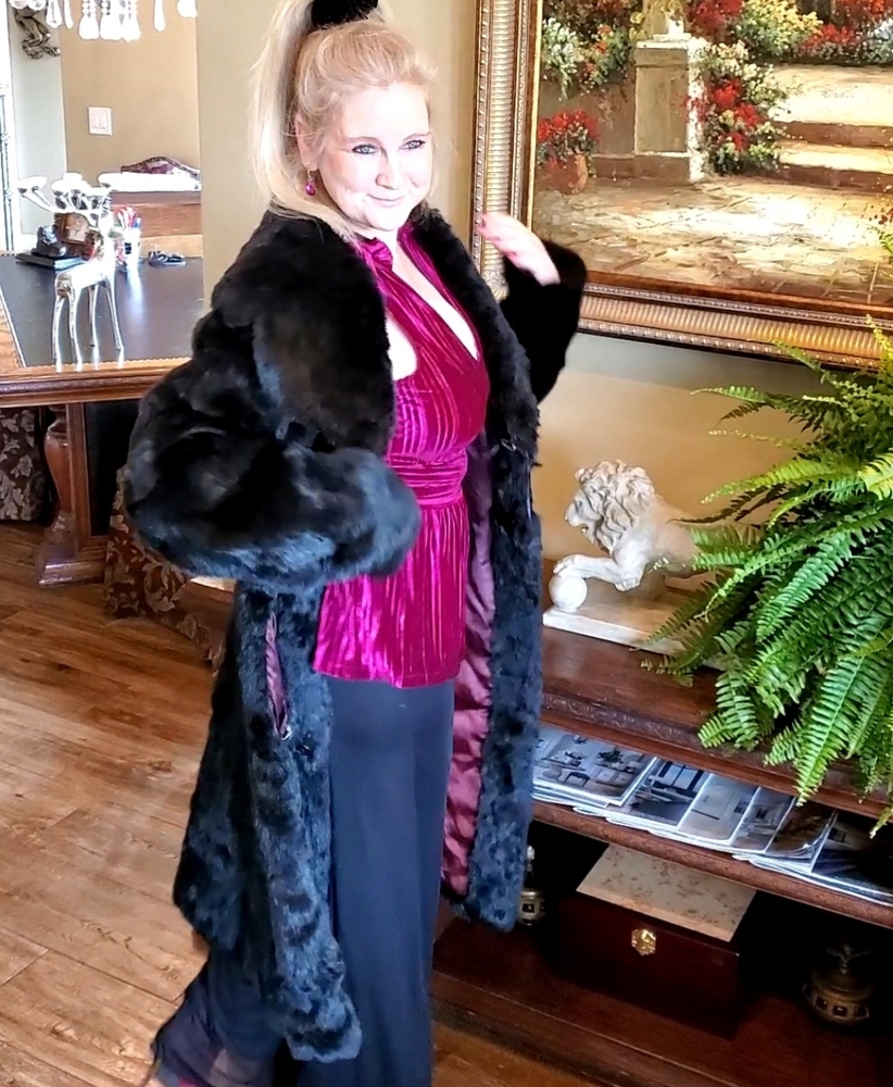 Silky Soft Rabbit Fur Full Length Trench Coat